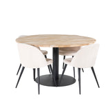 Kruhový stůl Cirebon - 140 cm - Teak / Black + Velvet Matstol - Svart / Créme _4