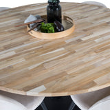 Kruhový stůl Cirebon - 140 cm - Teak / Black + Velvet Matstol - Svart / Créme _4