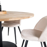 Kruhový stůl Cirebon - 140 cm - Teak / Black + Velvet Matstol - Svart / Créme _4