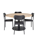 Kruhový stůl Cirebon - 140 cm - Teak / Černá + Jídelní židle Polly - Černá / Černá _4