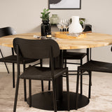 Kruhový stůl Cirebon - 140 cm - Teak / Černá + Jídelní židle Polly - Černá / Černá _4