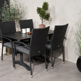 Denver Café Table 120*70 - Black Alu / Black Aintwood + křeslo Anna (stohovatelné)