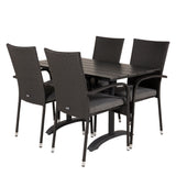 Denver Café Table 120*70 - Black Alu / Black Aintwood + křeslo Anna (stohovatelné)