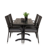 Denver Café Table 120*70 - Black Alu / Black Aintwood + křeslo Anna (stohovatelné)