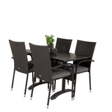 Denver Café Table 120*70 - Black Alu / Black Aintwood + křeslo Anna (stohovatelné)