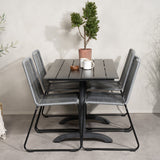 Denver Café Table 120*70 - Black Alu / Black Aintwood+Lindos Jídelní židle - Blac