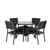 Jídelní stůl Volta - Černý - ø90+Levels židle (stohovatelné) - Černá Alu / Black Ai