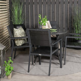 Jídelní stůl Volta - Černý - ø90+Levels židle (stohovatelné) - Černá Alu / Black Ai