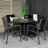 Jídelní stůl Volta - Černý - ø90+Levels židle (stohovatelné) - Černá Alu / Black Ai