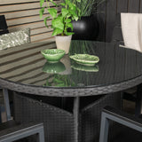 Jídelní stůl Volta - Černý - ø90+Levels židle (stohovatelné) - Černá Alu / Black Ai