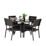 Jídelní stůl Volta - Černý - ø90+Levels židle (stohovatelné) - Černá Alu / Black Ai