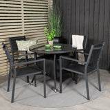 Stůl Volta ø 90 – černá/sklo – stohovací židle Copacabana – černá/černá 4