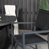 Stůl Volta ø 90 – černá/sklo – stohovací židle Copacabana – černá/černá 4