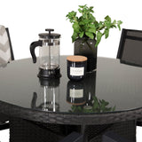 Stůl Volta ø 90 – černá/sklo – stohovací židle Copacabana – černá/černá 4