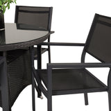 Stůl Volta ø 90 – černá/sklo – stohovací židle Copacabana – černá/černá 4