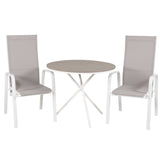 Parma cafébord ø90 - Bílá Alu / Šedá Aintwood+Copacabana Polohovací křeslo (stohovatelné) - Bílá Alu / Šedá Textilene_2