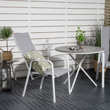 Parma cafébord ø90 - Bílá Alu / Šedá Aintwood+Copacabana Polohovací křeslo (stohovatelné) - Bílá Alu / Šedá Textilene_2