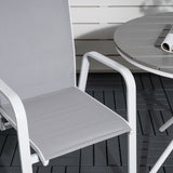 Parma cafébord ø90 - Bílá Alu / Šedá Aintwood+Copacabana Polohovací křeslo (stohovatelné) - Bílá Alu / Šedá Textilene_2