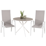 Parma cafébord ø90 - Bílá Alu / Šedá Aintwood+Copacabana Polohovací křeslo (stohovatelné) - Bílá Alu / Šedá Textilene_2