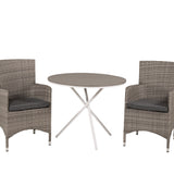 Parma cafébord ø90 - Bílá Alu / šedá Aintwood+Malin křeslo s polštářem - šedá / šedá cushion_2