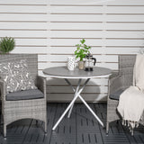 Parma cafébord ø90 - Bílá Alu / šedá Aintwood+Malin křeslo s polštářem - šedá / šedá cushion_2