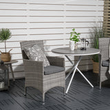 Parma cafébord ø90 - Bílá Alu / šedá Aintwood+Malin křeslo s polštářem - šedá / šedá cushion_2