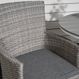 Parma cafébord ø90 - Bílá Alu / šedá Aintwood+Malin křeslo s polštářem - šedá / šedá cushion_2