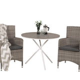 Parma cafébord ø90 - Bílá Alu / šedá Aintwood+Malin křeslo s polštářem - šedá / šedá cushion_2