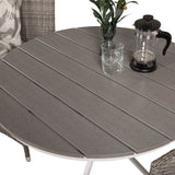 Parma cafébord ø90 - Bílá Alu / šedá Aintwood+Malin křeslo s polštářem - šedá / šedá cushion_2