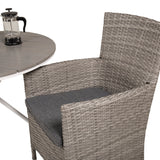 Parma cafébord ø90 - Bílá Alu / šedá Aintwood+Malin křeslo s polštářem - šedá / šedá cushion_2