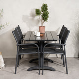 Denver Café Table 120*70 - Černá Alu / Černá Aintwood+Santorini křeslo (stohovatelné) - Černá alu / Černá Textilene_4