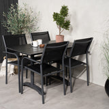 Denver Café Table 120*70 - Černá Alu / Černá Aintwood+Santorini křeslo (stohovatelné) - Černá alu / Černá Textilene_4