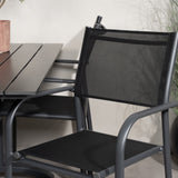 Denver Café Table 120*70 - Černá Alu / Černá Aintwood+Santorini křeslo (stohovatelné) - Černá alu / Černá Textilene_4