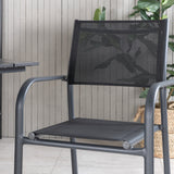 Denver Café Table 120*70 - Černá Alu / Černá Aintwood+Santorini křeslo (stohovatelné) - Černá alu / Černá Textilene_4