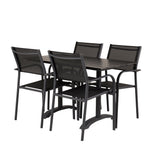 Denver Café Table 120*70 - Černá Alu / Černá Aintwood+Santorini křeslo (stohovatelné) - Černá alu / Černá Textilene_4