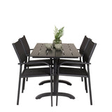 Denver Café Table 120*70 - Černá Alu / Černá Aintwood+Santorini křeslo (stohovatelné) - Černá alu / Černá Textilene_4