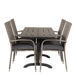 Denver Café Table 120*70 - Black Alu / Black Aintwood+Anna Arm Chair (stohovatelné) - Grey_4