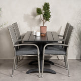 Denver Café Table 120*70 - Black Alu / Black Aintwood+Anna Arm Chair (stohovatelné) - Grey_4