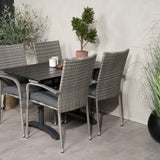 Denver Café Table 120*70 - Black Alu / Black Aintwood+Anna Arm Chair (stohovatelné) - Grey_4