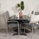Denver Café Table 120*70 - Black Alu / Black Aintwood+Anna Arm Chair (stohovatelné) - Grey_4