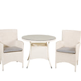 Jídelní stůl Volta - Bílý - ø90+Malin křeslo s polštářem - Bílý / Šedý polštář_2