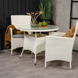 Jídelní stůl Volta - Bílý - ø90+Malin křeslo s polštářem - Bílý / Šedý polštář_2