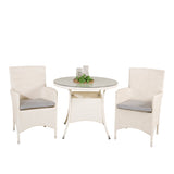 Jídelní stůl Volta - Bílý - ø90+Malin křeslo s polštářem - Bílý / Šedý polštář_2