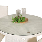 Jídelní stůl Volta - Bílý - ø90+Malin křeslo s polštářem - Bílý / Šedý polštář_2