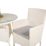 Jídelní stůl Volta - Bílý - ø90+Malin křeslo s polštářem - Bílý / Šedý polštář_2