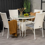 Jídelní stůl Volta - Bílá - ø90+křeslo Anna (stohovatelné) - Bílá_4