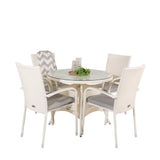 Jídelní stůl Volta - Bílá - ø90+křeslo Anna (stohovatelné) - Bílá_4