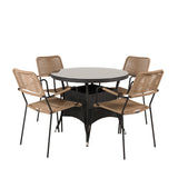 Jídelní stůl Volta - Černá - ø90+Lindos - Křeslo - Black Alu / Latte Rope_4