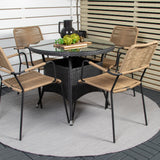 Jídelní stůl Volta - Černá - ø90+Lindos - Křeslo - Black Alu / Latte Rope_4