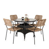 Jídelní stůl Volta - Černá - ø90+Lindos - Křeslo - Black Alu / Latte Rope_4